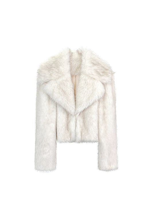 Environmentally friendly fur and grass coat for women in winter, large lapel, short style, socialite temperament, imitation fox