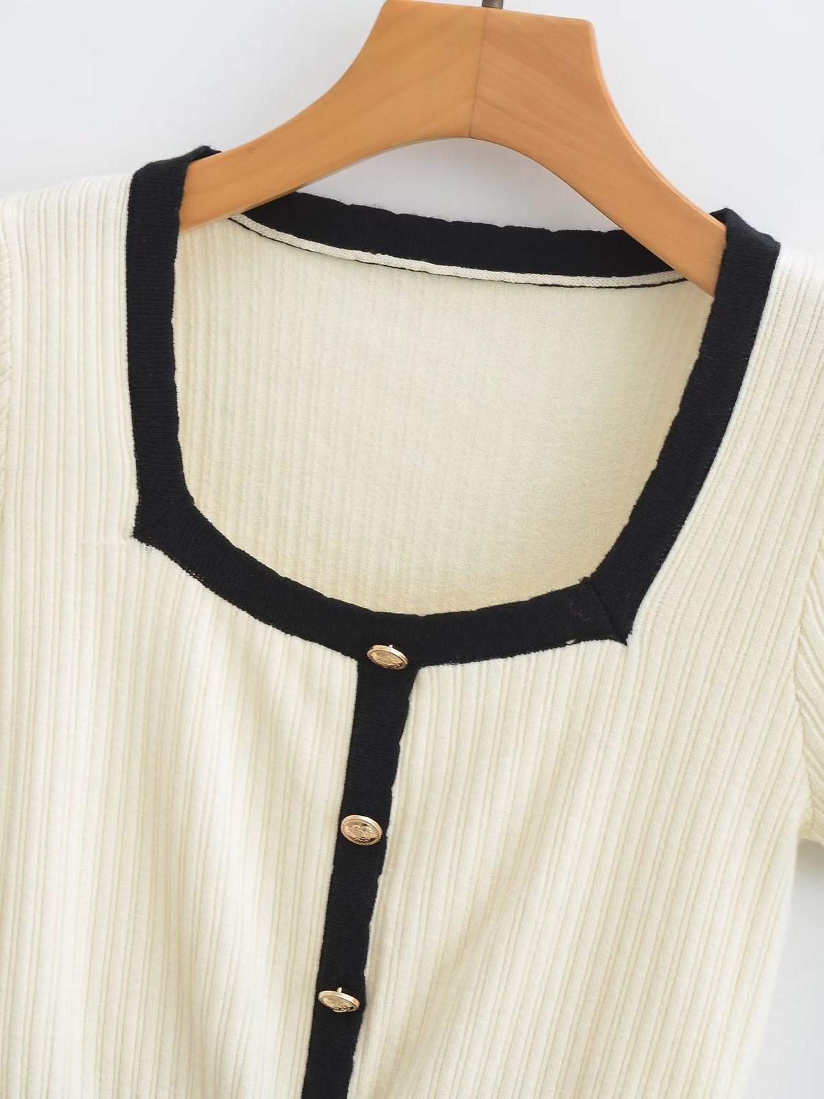 European and American Spring New Tight U Neck Short Sleeve Thin Knitted Cardigan T Shirt