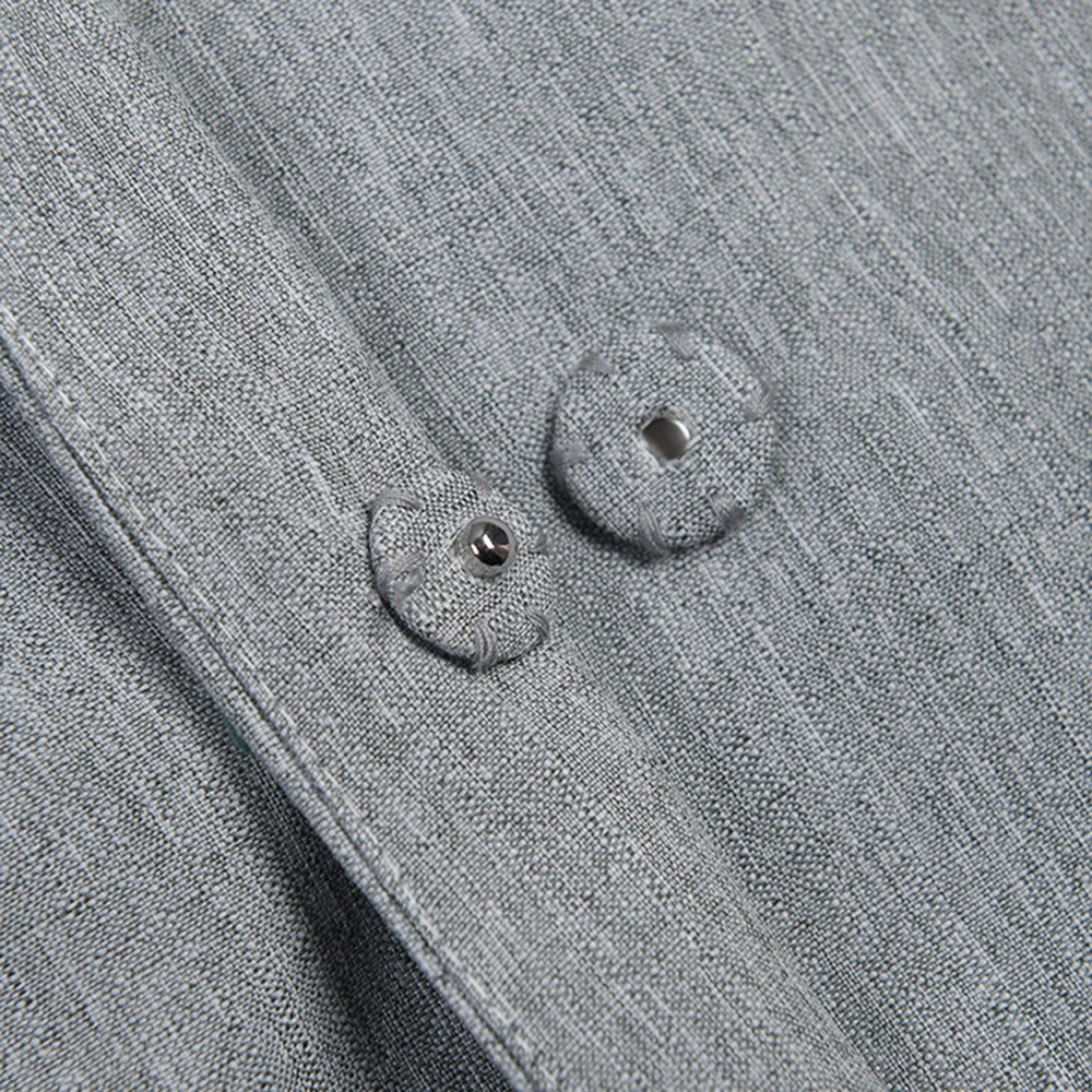 Women Gray Knot Belted Long Elegant Dress New Round Neck Long Sleeve