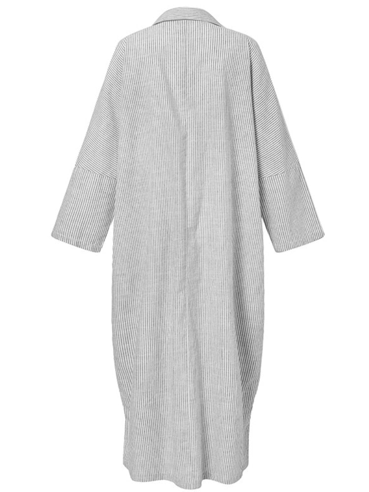 Summer New Dresses for Woman Fashion Striped Cardigan Loose Large Casual Temperament Commuter Irregular Women's Long Dress Tops