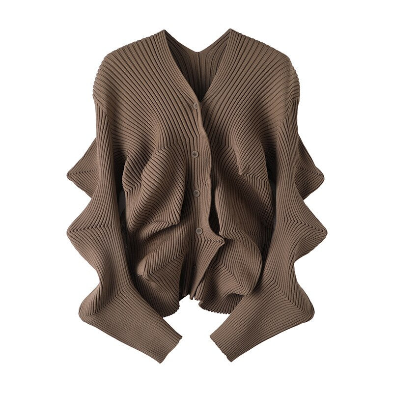 GetSpring Women Sweater Temperament Vintage Irregular Spandex Stretch Knit Cardigan Fashion Loose Casual Knitwear All Match Coat