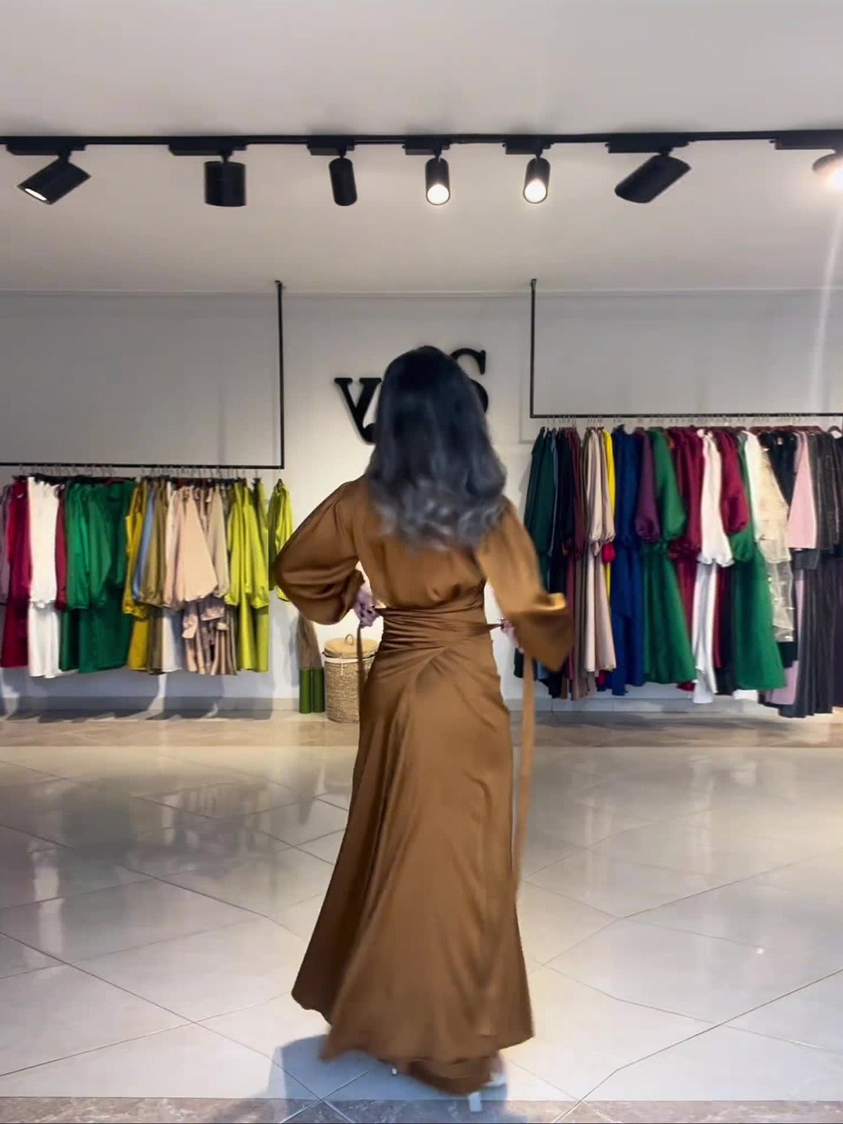 Small group slim fit autumn new women's clothing satin simulation silk dress long skirt