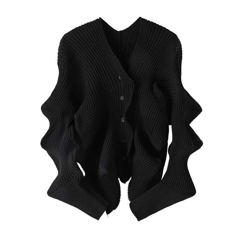 GetSpring Women Sweater Temperament Vintage Irregular Spandex Stretch Knit Cardigan Fashion Loose Casual Knitwear All Match Coat