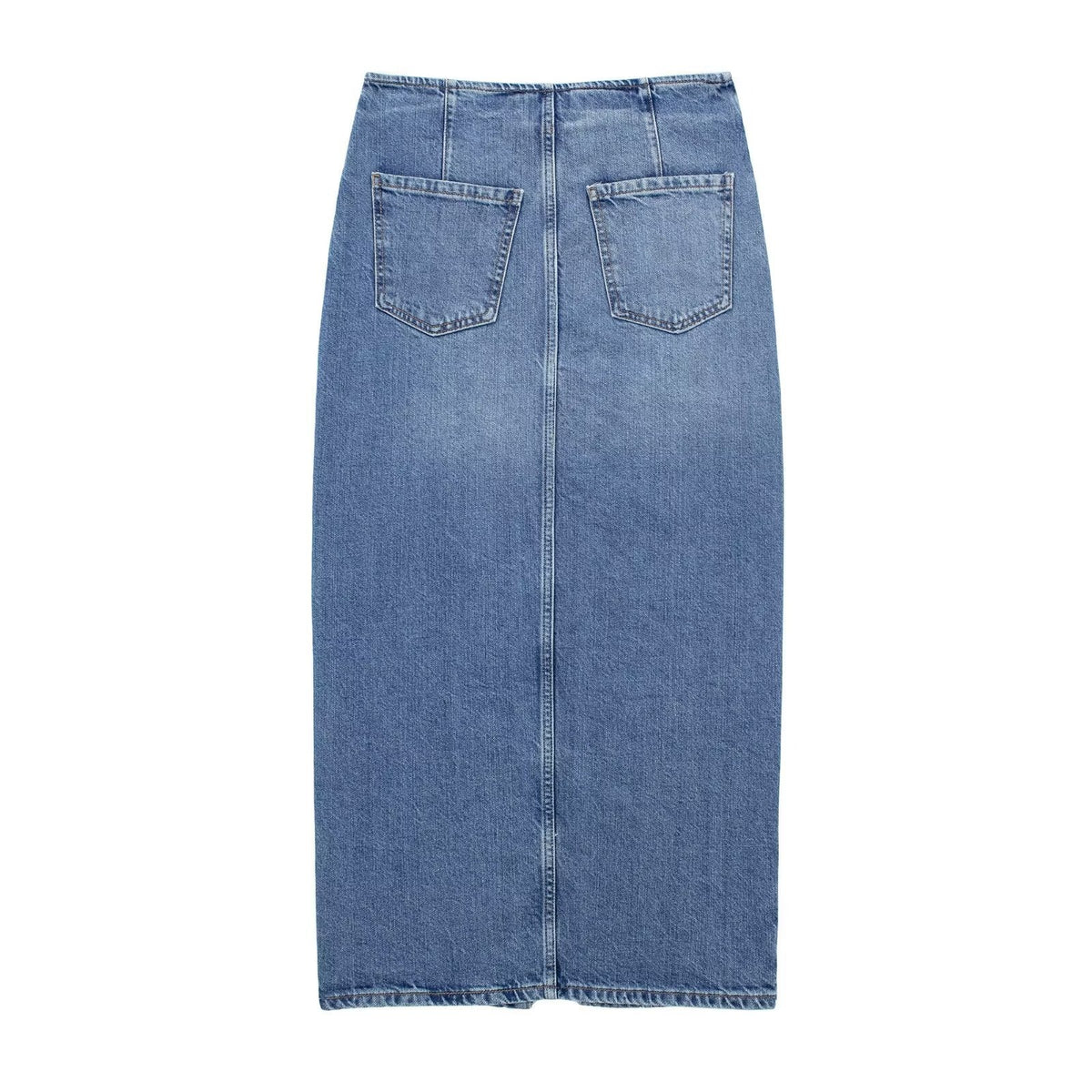 VGH Solid Patchwork Pockets Casual Denim Skirts For Women High Waist Spliced Zipper Split Bodycon Skirt Female Fashion Clothing